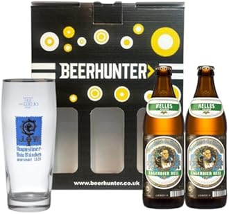 Augustiner Helles German Lager Gift Set with Official Augustiner Glass (2 Pack)