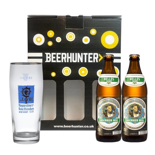 Augustiner Helles German Lager Gift Set with Official Augustiner Glass (2 Pack)