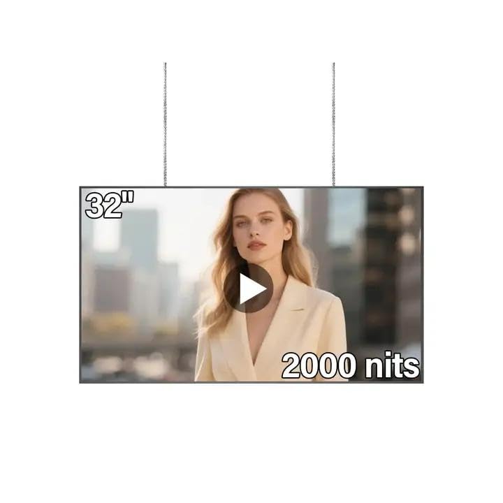 Image of 32inch Digital Signage, 2000nits High Brightness Advertising Display, Slim Fit Frameless LCD Monitor, CMS Remote Publishing, 24 /7 Operation, Smart Split Screen Play, HDMI /USB /WiFi /Android System