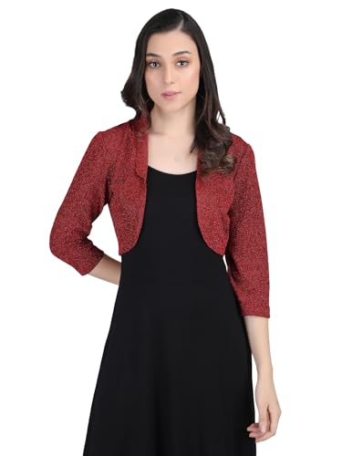 Image of Women's Short Stretchable Shrug with Collar Neckline