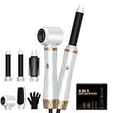 Hairstyler 5 en 1 con cepillo de aire caliente, rizador y cepillo alisador en 1000 W de potencia y 3 niveles de temperatura Juego de cepillo para secador de pelo