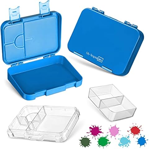 My Vesperbox Children's Bento Box Lunch Box with 4 + 2 Compartments - Extremely Robust and Leak-Proof - Lunch Box - Ideal for Nursery and School Cover