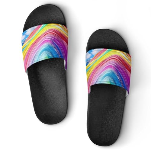 Rainbow Mountain House Sandals Slip On Bathroom Slippers Beach Summer Shoes for Men Women
