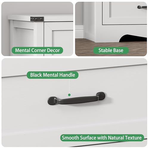 Image of Dresser for Bedroom with 6 Drawers, 49 inch Tall Wood Chest of Drawers with Deep Drawers & Mental Handle, Modern Dresser TV Stand, Wooden Closet Storage Organizer for Living Room, Hallway, Entryway, White