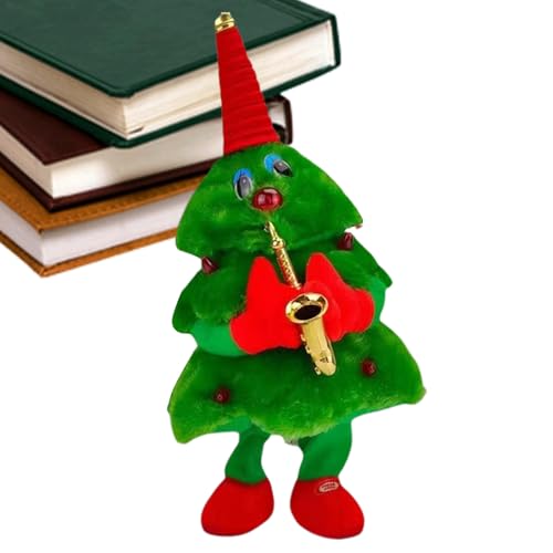 Albero di Natale cantante,Albero di Natale elettrico ballerino e cantante - Animali di peluche animati per bambini e decorazione natalizia per tavolo mensola mensola mensola portico camera da