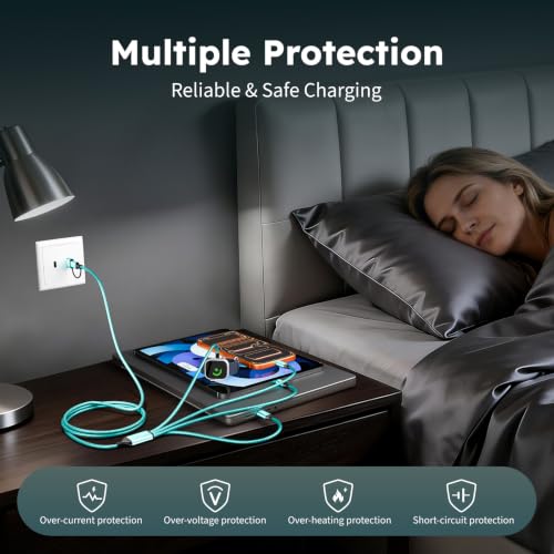 Image of Travel Essentials Multi Charging Cable with iWatch Charger /2 USB-C /IP, 5FT