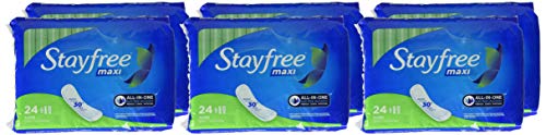 Stayfree Stayfree Maxi Pads, Super, Wingless, 24 Count, Pack Of 6, 24 Count (Pack Of 6), 24 Count #TOP5