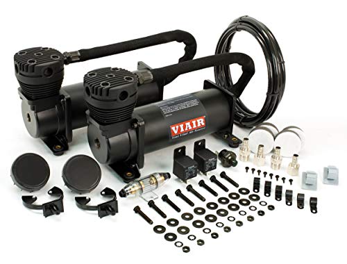 VIAIR 480C Dual Air Compressor for Air Suspension (2 Pack) 12V Continuous Duty Cycle Compressor for Air Tanks, Bags, Air Horns 200 PSI (Stealth Black) by VIAIR - Used condition - US$290.86