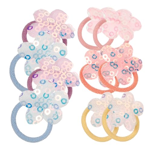POPETPOP 10Pcs Cute Dog Hair Bands Elastic Puppy Hair Ropes with Flower Decor Adorable Pet Hair Accessories for Grooming Parties and Everyday Wear