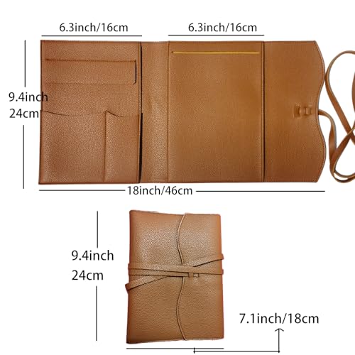 Image of Leather Sketch Book Cover, Leather Sketchbook Holder for 5.5 inchx 8.5 inch, Travel Sketch Board Pad Pencil Holder, Drawing SketchBook Cover Pencil Case, Painter Artist Sketch Pad Holder (Small)