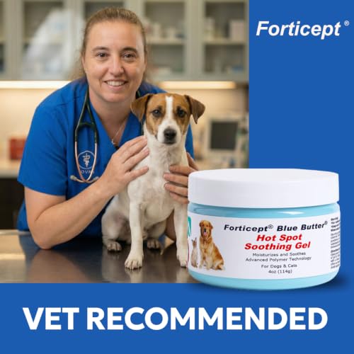 Image of Forticept Blue Butter - Hot Spot Treatment for Dogs Cats | Dog Cat Wound Care | Skin Yeast Infections, Ringworm, Cuts, Rashes, First Aid Veterinary Strength Anti Itch Cream 4oz