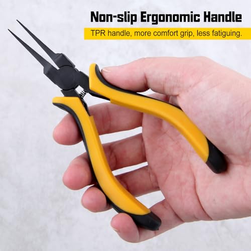 Image of 5 Inch Flat Nose Pliers Smooth Jaw, Jewelry Beading Pliers Thin Flat Nose for Jewelry Making, Handcraft Making, PCB Board Repairing