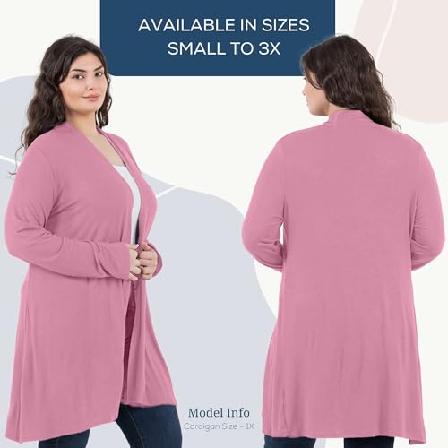 Image of Azules Long Sleeve Womens Cardigan, Flowy Longer Rayon Sweater Lightweight Cardigan for Casual or Dressy Outfits