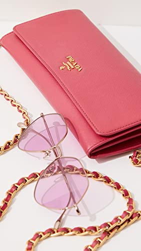 Prada Women's Pre-Loved Pink Saffiano Wallet On Chain, Pink, One Size #TOP2