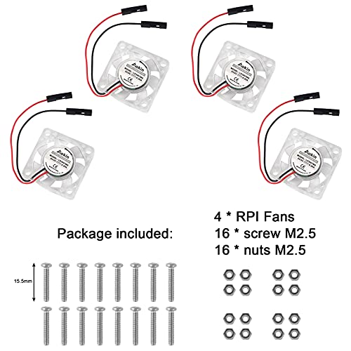 4 pcs Mini Cooling Fan for Raspberry Pi Dealikee Brushless 3.3V 5V DC Quiet Fan 30x30x7mm Heatsink Cooler Fan for Raspberry Pi 5 4 Model B - Image 2