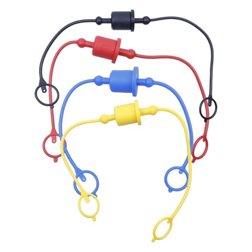 Image of HEVSTIL 4Sets 1 /2 inch Hydraulic Quick Coupler Male Dust Cap and Female Plug Cover, Red Rubber Dust Caps /Plugs with Retention Ring Keeps Cap Attached to Hose(Four Colours)