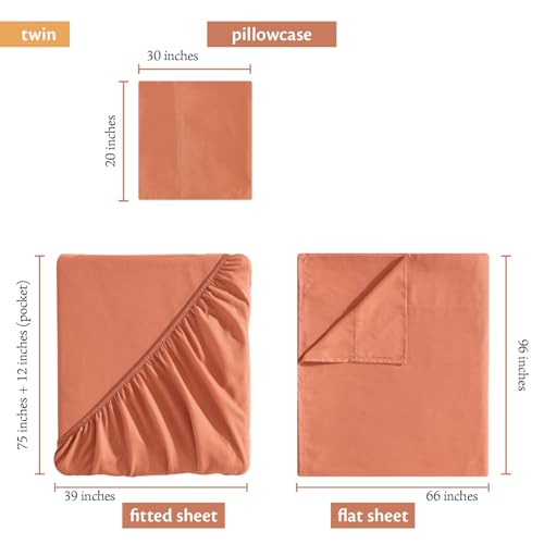 Indigo Ink Twin 3-Piece Microfiber Bed Sheet Set, Ginger Spice Orange by Indigo Ink - Used condition - Image 3