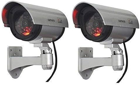 MOHAK 2 Pcs Security CCTV False Outdoor Camera Fake Dummy Security Camera Waterproof IR Wireless Blinking Flashing