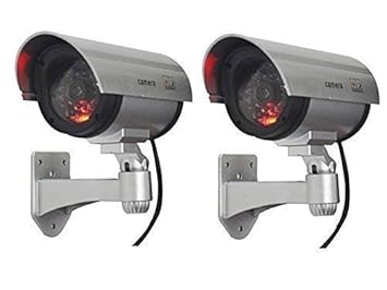 FosCadit 2 PCS Dummy Security IR Camera Fake Bullet CCTV Surveillance System with Realistic Look Red Led Blinking Light (Pack of 2Pcs Set)