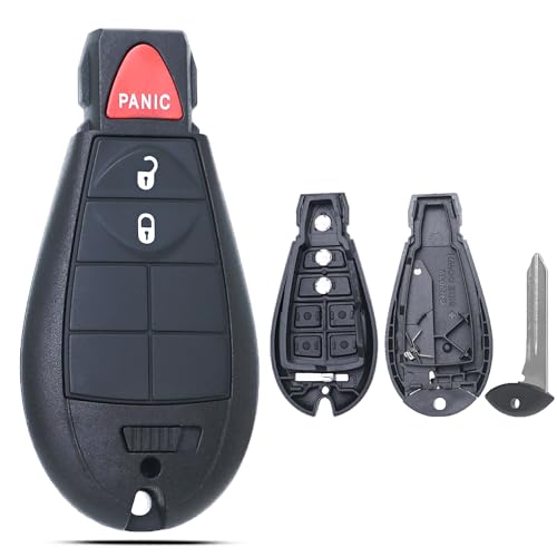 SUPALAND Key Fob Shell Case Replacement Fits for Dodge RAM 1500 2500 3500 Grand Caravan Journey Durango Jeep Grand Cherokee 2010 2011 2012-2017 Keyless Entry Remote Control 3 Button Pad Cover