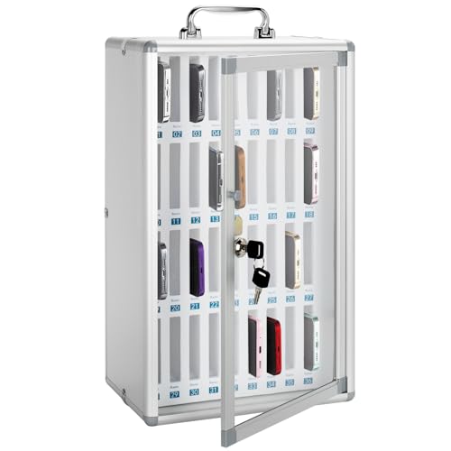 ZORVIDSON 36 Slots Handy-Aufbewahrungsschrank tragbare Handyaufbewahrungsbox mit Griff Handy-Schließfach zur Wandmontage für Klassenzimmer (36 Slots)