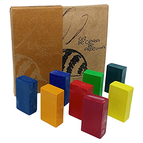 Giz De Cera de Abelha Apiscor Blocos Waldorf 8 Cores Básicas