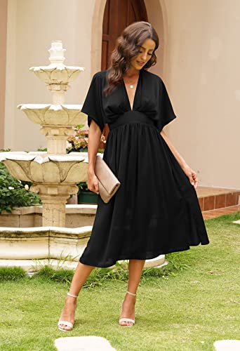 Shawhuwa Womens Formal Long Dresses For Wedding Guest Summer Midi Dresses Black S #TOP2