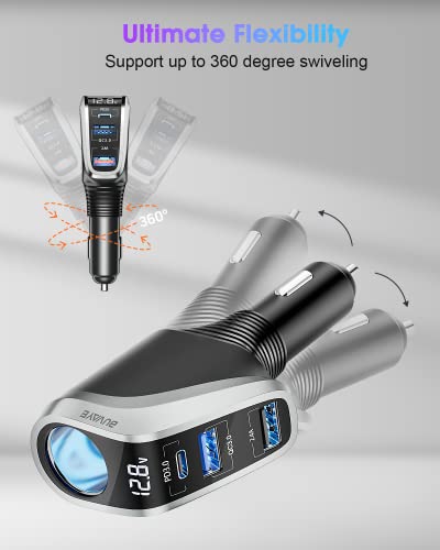 Usb C Car Charger, 4 In 1 Cigarette Lighter Adapter, Socket Splitter With 3 Usb Ports, 12V/24V Dual Usb Type C Pd Super Fast Car Charger Adapter Compatible With Iphone14/13/Samsung/Google/Gps/Dash Cam #TOP3