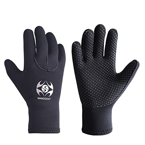 Slyzone 3mm Neoprene Wetsuit Gloves - Adult Elastic Warm Scuba Diving Glove - Snorkel Gloves for Surf Kayak Diving Watersports (L)