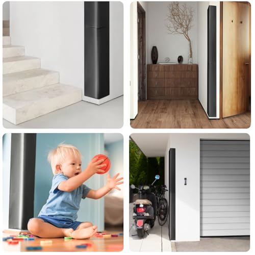 Image of Wall Corner Guards 72 inch Tall 5 inch Sides 2 inch Thick, Heavy Duty Impact-Resistant Foam Safety Protector with Waterproof UV-Resistant Vinyl Cover for Gym Basketball Court Garage Playroom (Black)