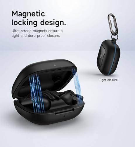 Image of SURITCH for Beats Powerbeats Pro 2 Case Cover, Magnetic Locking Cases for Beats Powerbeats Pro 2 2025, Shockproof Bumper Protective Covers with Carabiner & Keyring & Cleaner Kit, Black