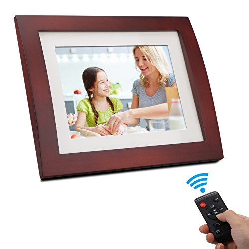 Digital Photo Frame 8 Inch - 4:3 Digital Picture Frame Calendar Clock Function Wooden Digital Frame Bsimb SW02 (Brown)…