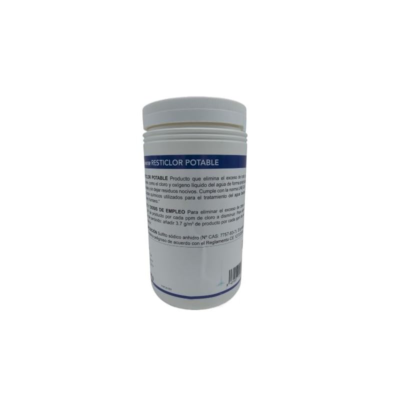 RESTICLOR: Reductor de Cloro para la desinfección del Agua de Consumo y Piscina. Bote 1.8 kg