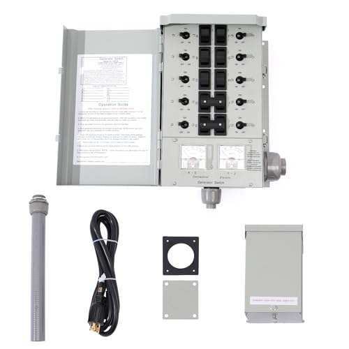 YUHAILOU 30 Amp Generator Transfer Switch Kit, 10-Circuit, 7500 Watts, Include Weatherproof Inlet Box and 10 Foot Power Cord, PVC Conduit, Used Indoors or Outdoors, NEMA 3R