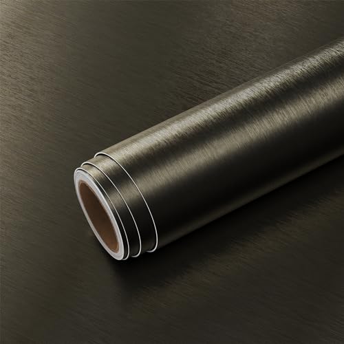 VEELIKE Papel de contacto de acero inoxidable cepillado negro de 15.74 x 354.33 pulgadas, resistente al óxido, resistente al agua, extraíble, para superficie de metal, armario, nevera, ascensor