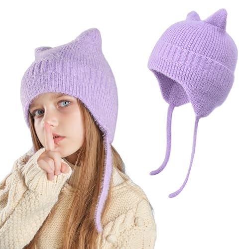 AYPOW Kinder Süße Katzenohren Strickmütze für 3-12 Jahre,...