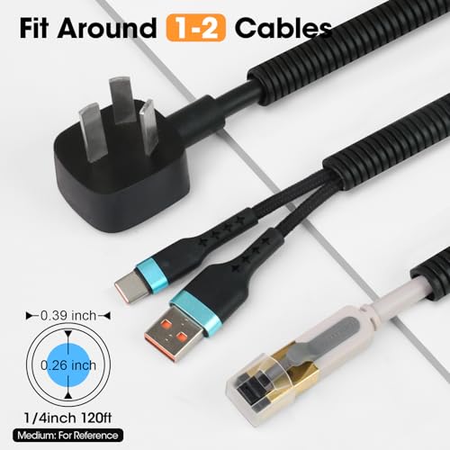 Image of 120 FT Wire Loom 1 /4 Inch, Split Wire Loom Tubing Conduit, Wire Protector Tubing, Black