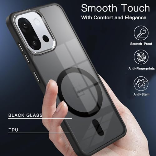Image of KARWAN Translucent Hybrid Back Case Cover Compatible with Oneplus 13T,Oneplus 13S Shockproof Case with Camera Protection, N52 Magnet Cover Case with Magnetic MagEaze Wireless Charging Cover (Black)