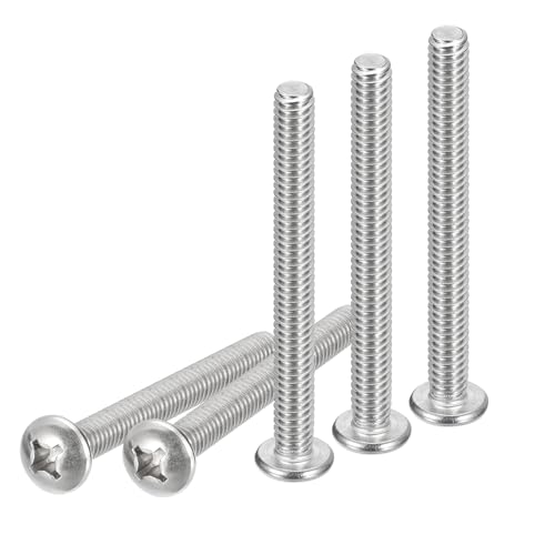 DTGN 1/4-20x2-1/2" Pan Head Machine Screws, 10Pcs 304 Stainless Steel, Phillips Drive, UNC Full Thread, Bright Finish, Screws Bolts Kit