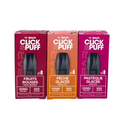 Pack de 3 Capsules compatible avev Click & Puff batterie (Sans nicotine ni tabac,Vente interdite aux personnes âgées de moins de18 ans) (Fruits Rouges,...