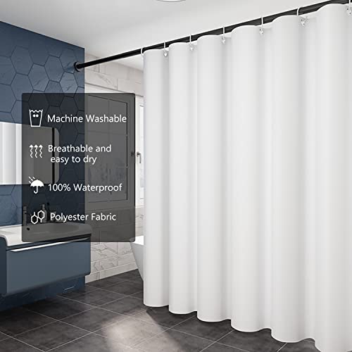 Image of LLSCL Fabric Shower Curtain Liner with Magnets, Waterproof Hotel Quality, 72 x 72 Machine Washable (White)