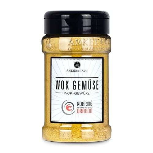 Ankerkraut Wok Gemüse Gewürz, für asiatische Pfanne, Nudeln und Reis gebraten, mit Knoblauch und Ingwer, ohne Geschmacksverstärler und Zusatzstoffe, zuckerfrei, 180 g im Streuer