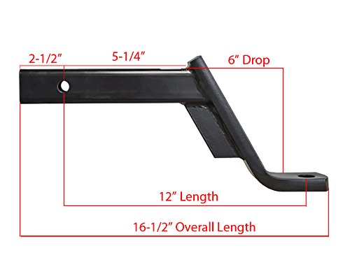 Class III, IV Ball Mount Assembly (UB-612-BP) - Made in U.S.A. Fits 2-in Receiver, 7,500 lbs, 6-Inch Drop, Black