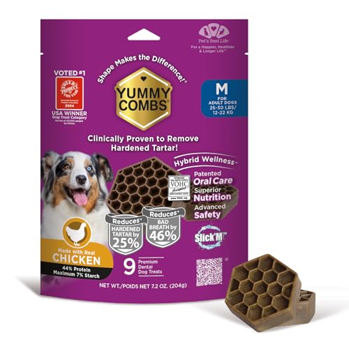 Yummy Combs Dog Dental Treats &ndash; Vet VOHC Approved, Removes Tartar & Cleans Teeth &ndash; Yummy High...