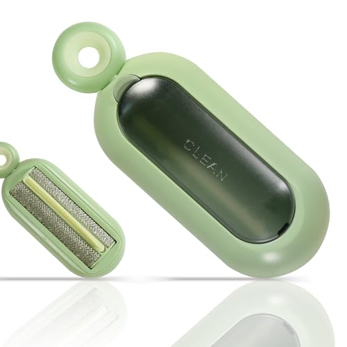 Image of Lint Roller Resuable for Clothes, Magic Self- Cleaning Pet Hair Remover for Cats Dogs Fur, Portable Washable Pet Hair Removal Tool Brush for Curtain, Carpet, Bedding, Sofa, Couch, Green