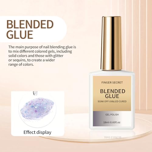 Finger Secret Blended Glue - Premium Gel Nail Polish Thinner for Seamless Blending Color Ombre Mixing Glitter Blend Sequin,18ml Gel Nail Polish for DIY Nail Designers & Manicure Salons