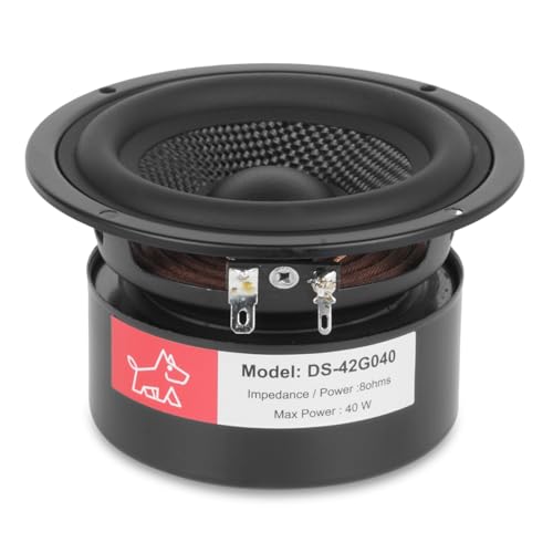 Image of 4 Inch Glass Fiber Cone Mid Woofer - 8 Ohms 40 Watts Double Magnetic HiFi Driver Speakers for High-End Bookshelf, Center Channels & DIY Projects (2 Pcs)
