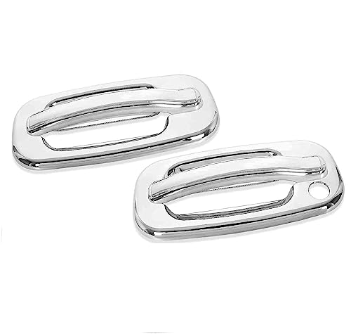 TX Racing Chrome Door Handle Covers for Chevrolet Tahoe/Silverado/Suburban 2000-2006 & GMC Sierra/Yukon 1999-2006 - 2 Doors ONLY - Silver, 4x9 inches, ABS, Chrome Finish by TX Racing - Used condition - US$13.30
