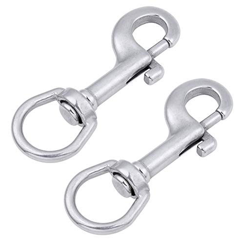 Aowish 2-Pack 316 Stainless Steel Swivel Eye Bolt Snap Hook Marine Grade Single Ended Diving Clips For Flagpole/Pet Leash/Camera Strap/Keychains/Tarp Covers/Clothesline And More (3-1/8 Inch, Silver) #TOP2