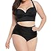 Produktbild Bademode Dasongff Frauen High Waist Badeanzug Bauchweg Bademode Print Flower Beach Bikini Set Tankini Oberteile Top Plus Size (2XL, Sexy Schwarz)